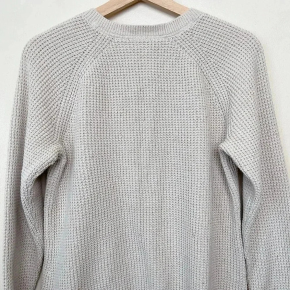L.L.Bean Womens Small Organic Cotton  Crew Neck Button Neck Waffle Knit Sweater - Picture 14 of 16